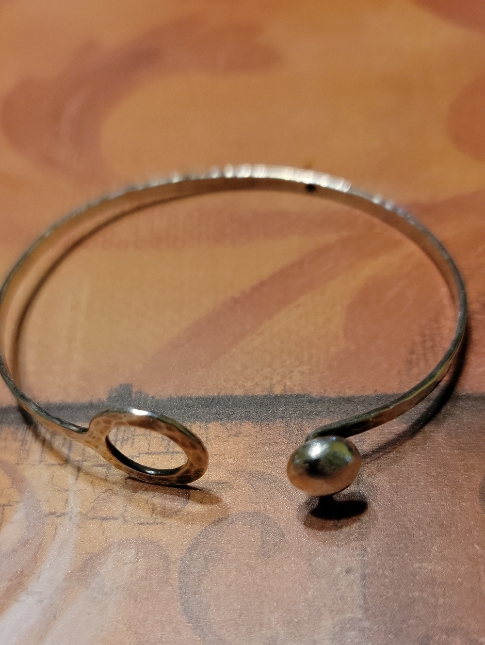Parker Open Circle and Bead Silver Cuff Bracelet